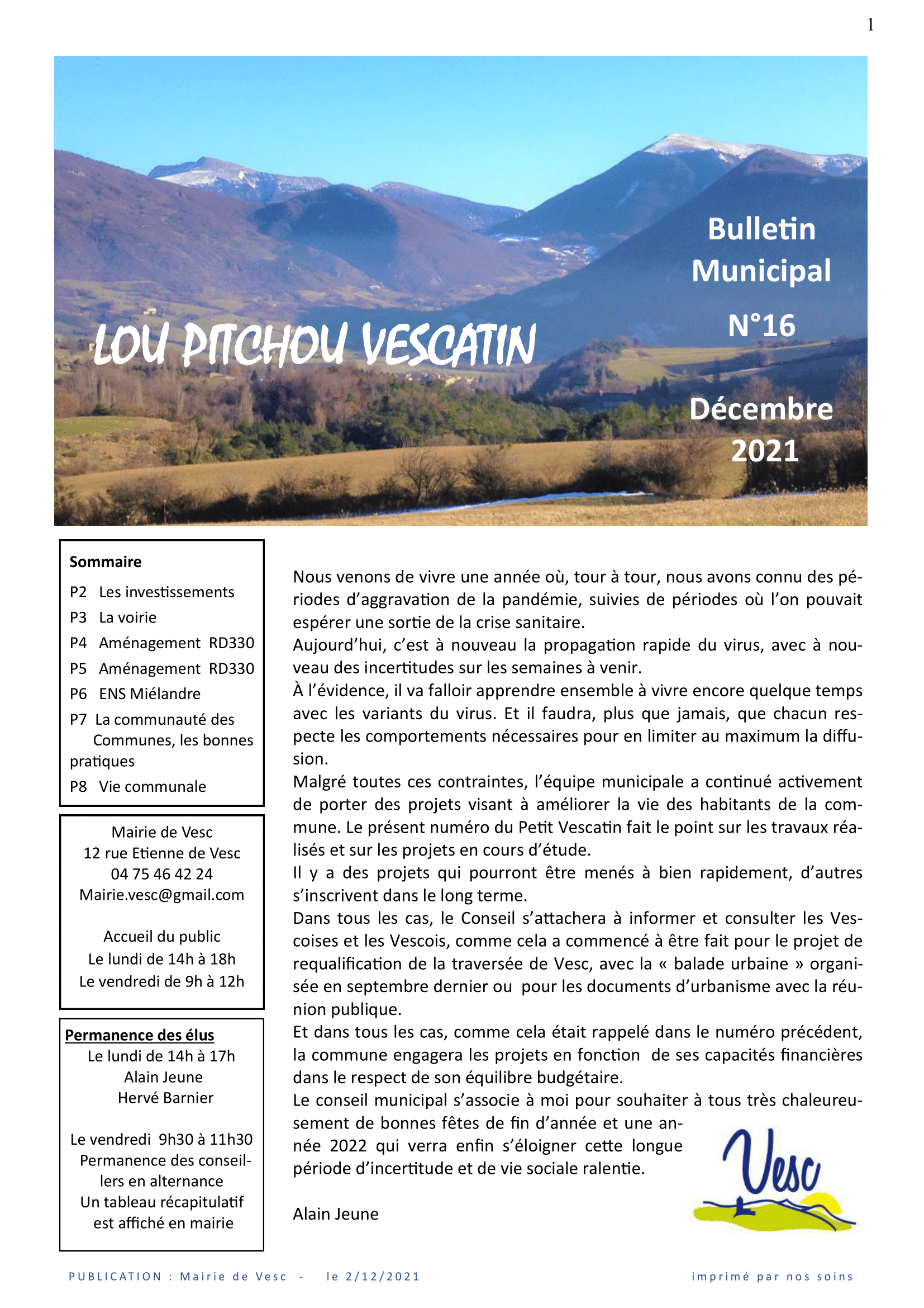 PETIT VESCATIN 16 - DECEMBRE 2021